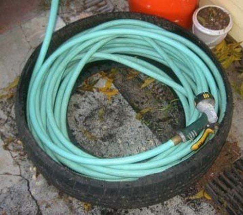 tyre garden hose caddy